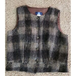Pursuit Ltd. Mohair Wool Vest Womens 12  USA Authentic Rugged Wear Plaid Nylon‎